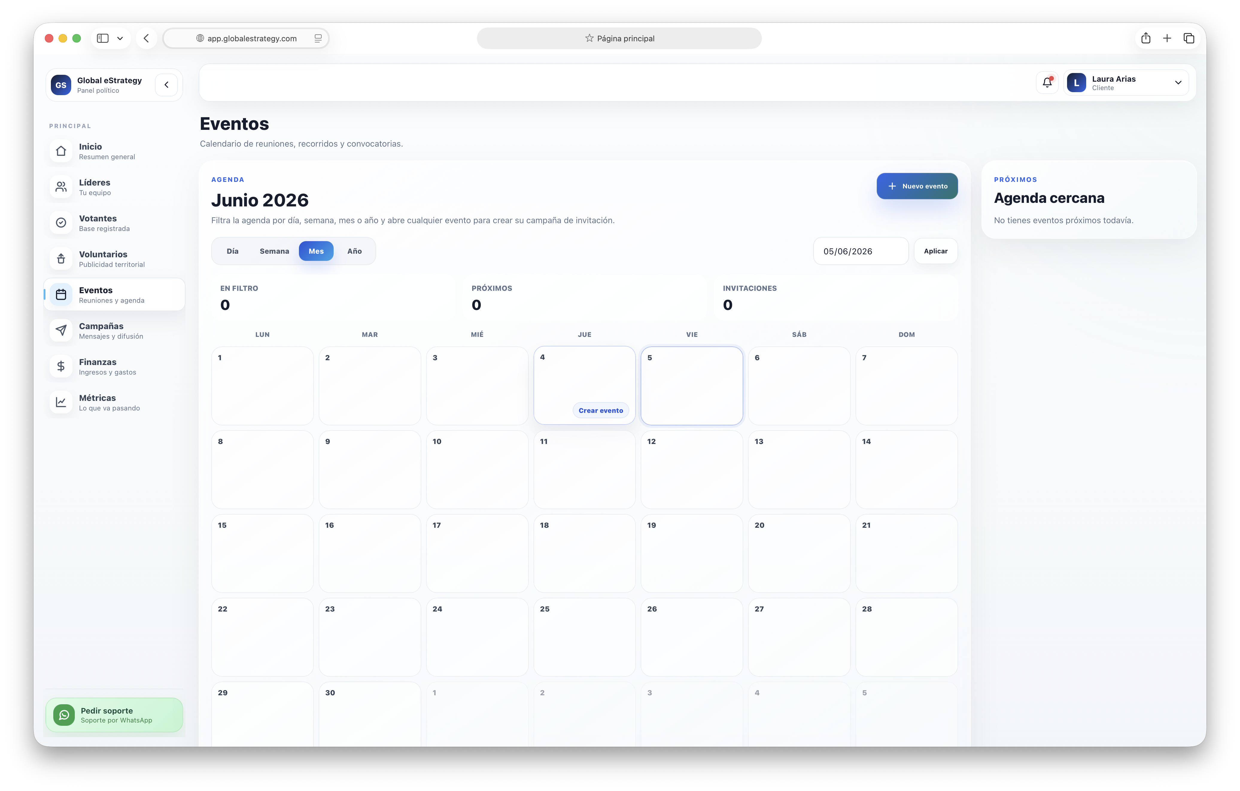 Calendario de eventos de campaña